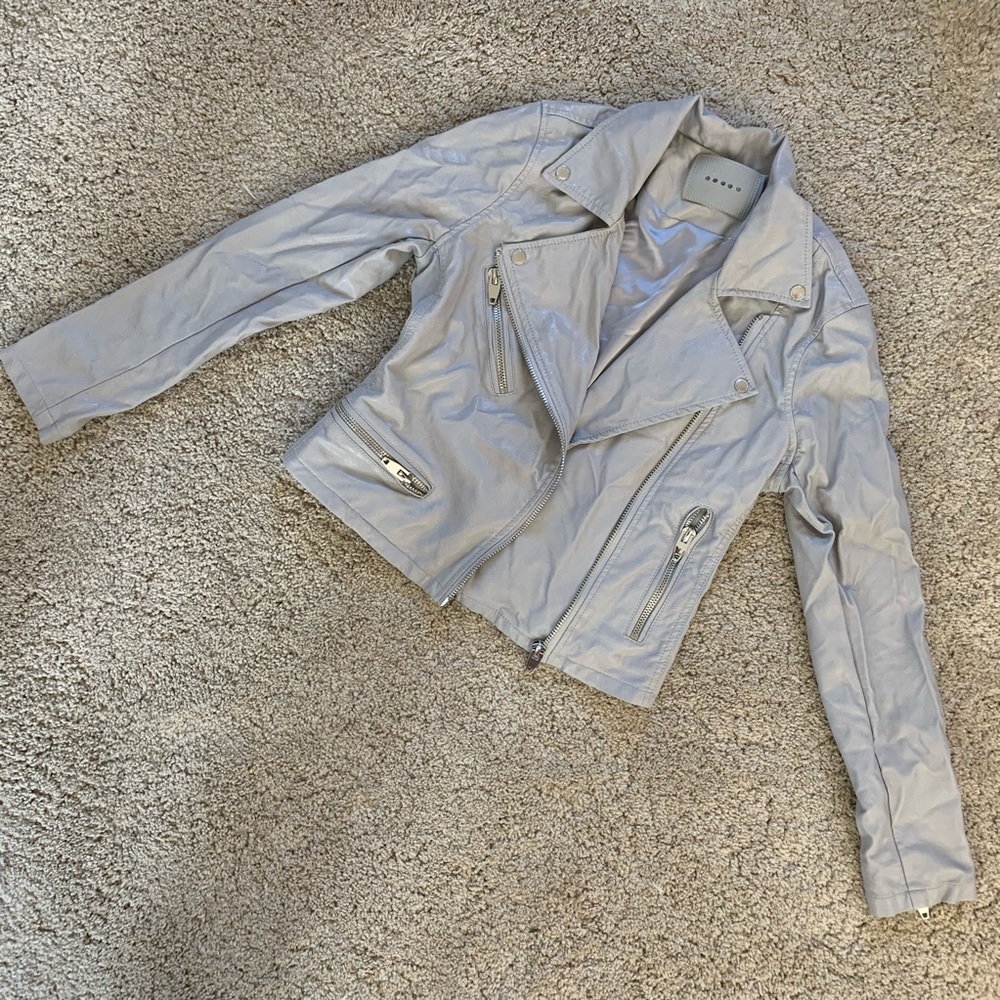 Blank NYC vegan leather grey gray jacket